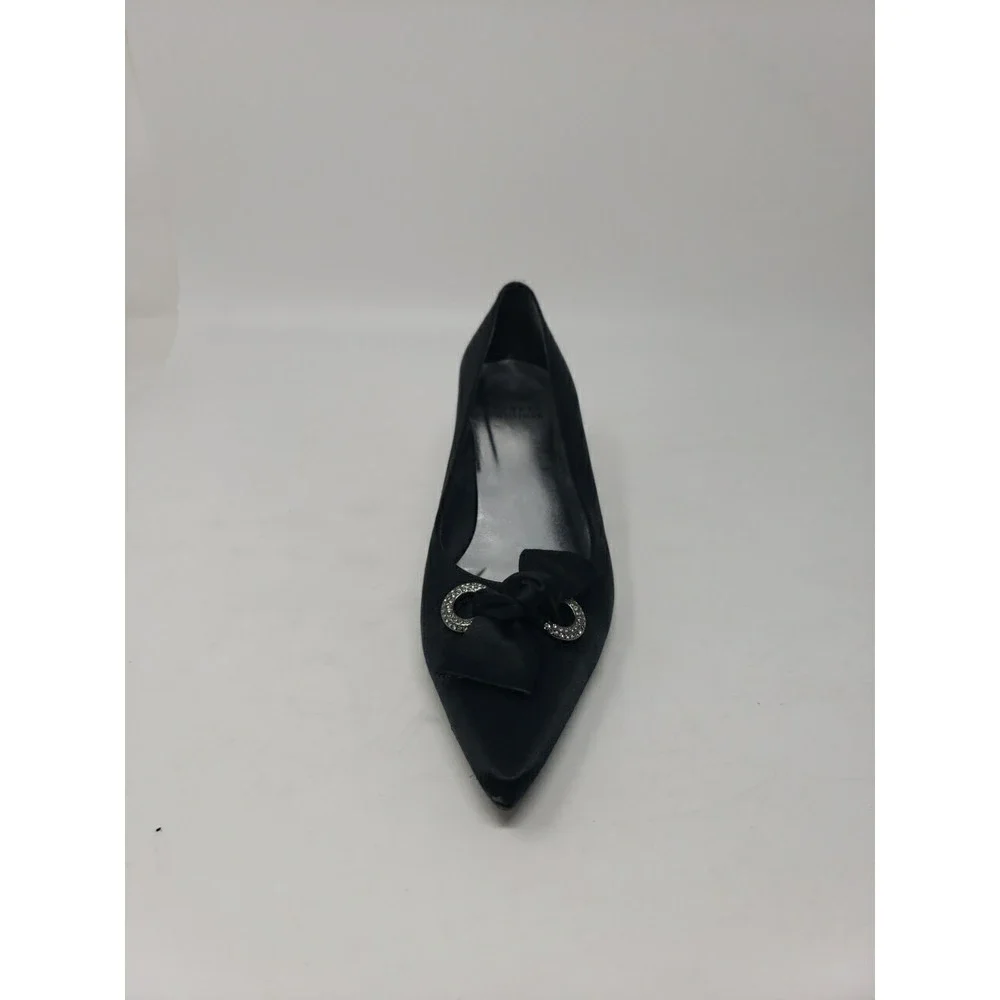 Stuart Weitzman Women's Black Suede Point Toe Bowtie 1.5